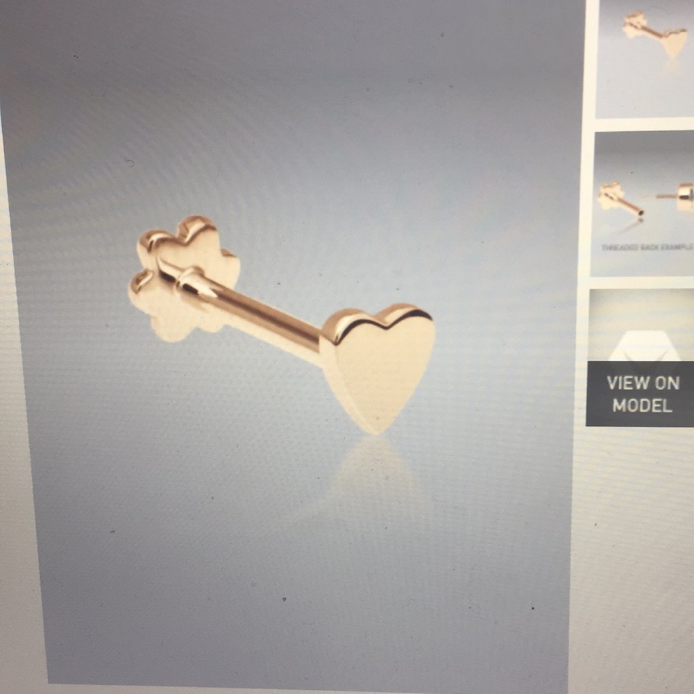 Plain Heart Shaped Threaded Stud in Rose Gold